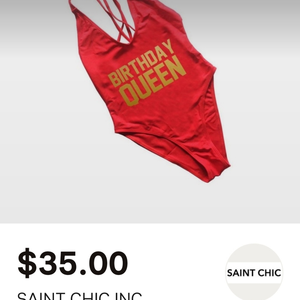 Red women's 1 piece bathing suit